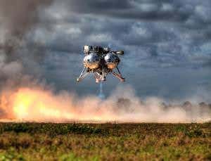 Space lander of the future takes fiery flight