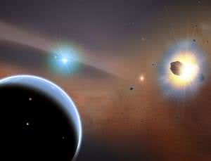 Invisible Saturn-sized planet given away by comet army