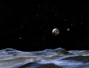 Pluto may be wearing a dark belt of moon dust