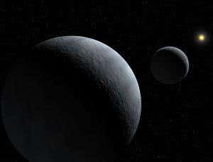 Pluto and its moon snuggle under a shared atmosphere