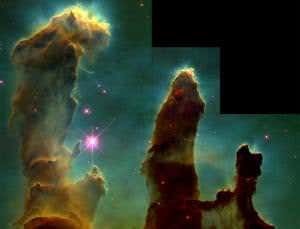 Pillars of creation built by big stellar bubble