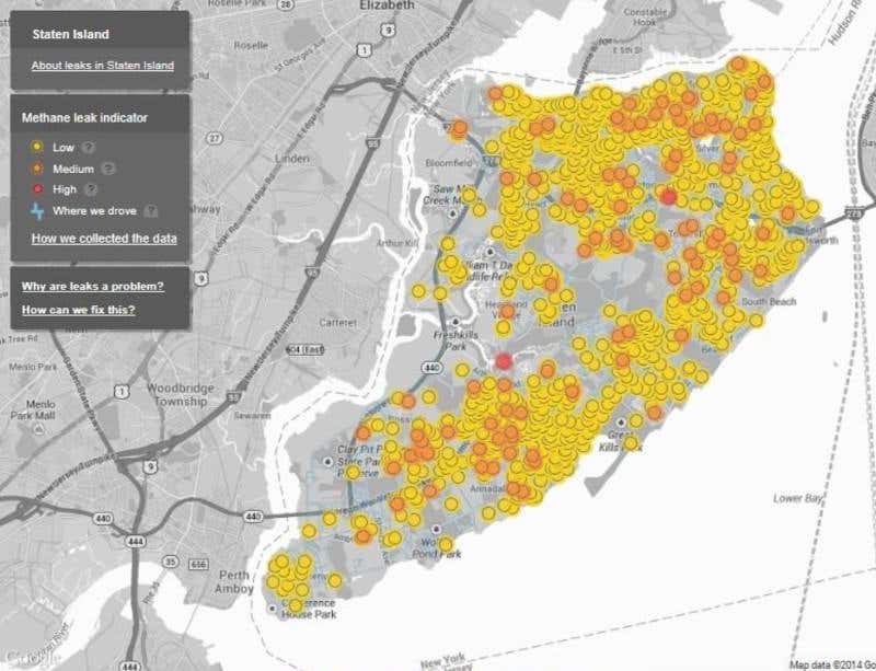 Methane leaks in Staten Island