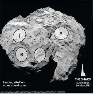 Five sites shortlisted for Rosetta's comet landing
