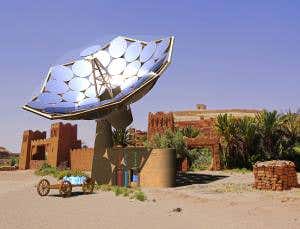 Sunflower solar harvester provides power and water