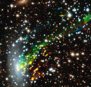 Epic space collision rips away galactic gas