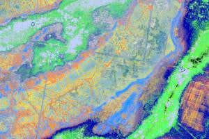 Plane creates vibrant landscape painting by firing laser pulses