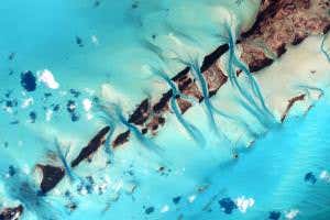 Bahamian paradise viewed from space captures ocean in motion