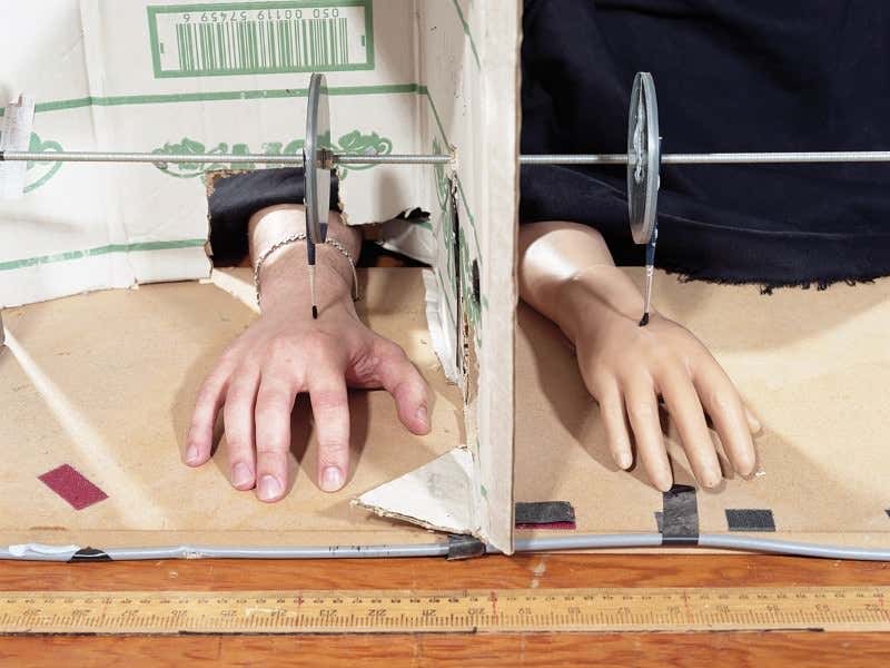 Retro-style photos of weird experiments put humans centre stage