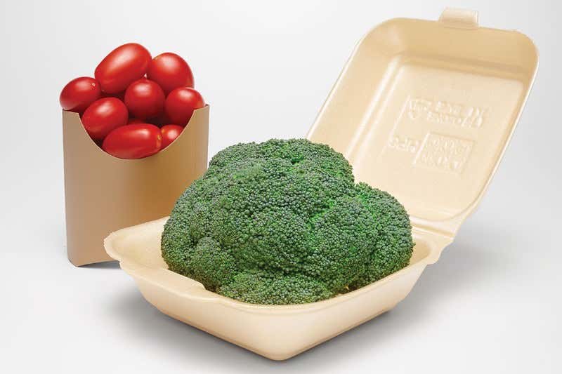 Cherry tomatoes and broccoli in fast food containers