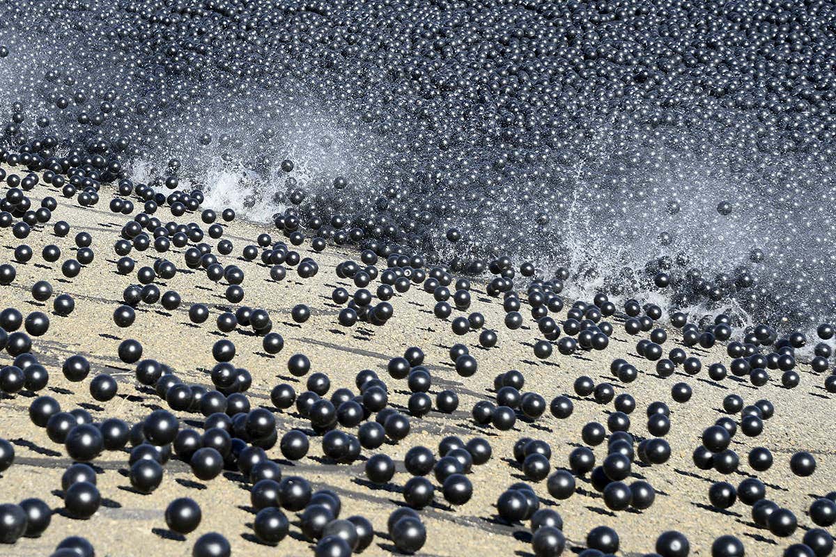 Sea of black plastic balls helps California conserve water
