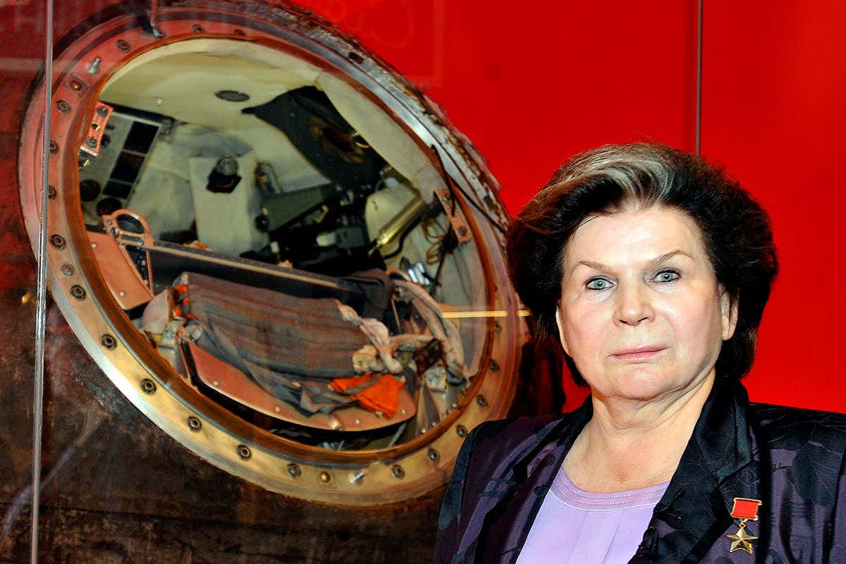 Valentina Tereskova, the first woman in space, at the opening of the exhibition