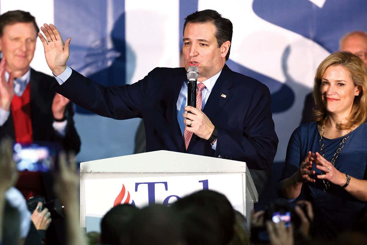 Ted Cruz giving a campaign speech