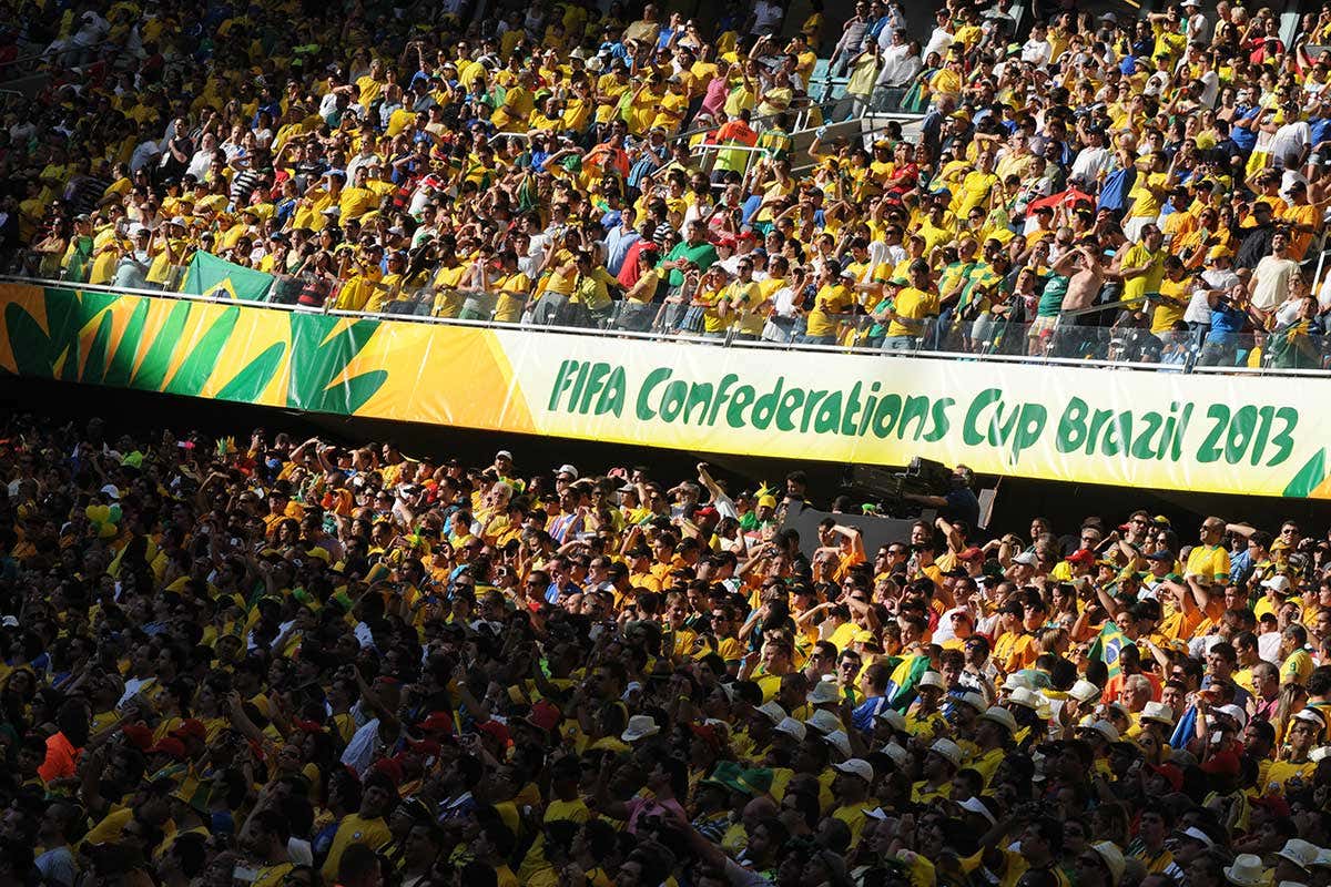 Fans in a stand at the Confederations Cup in Brazil