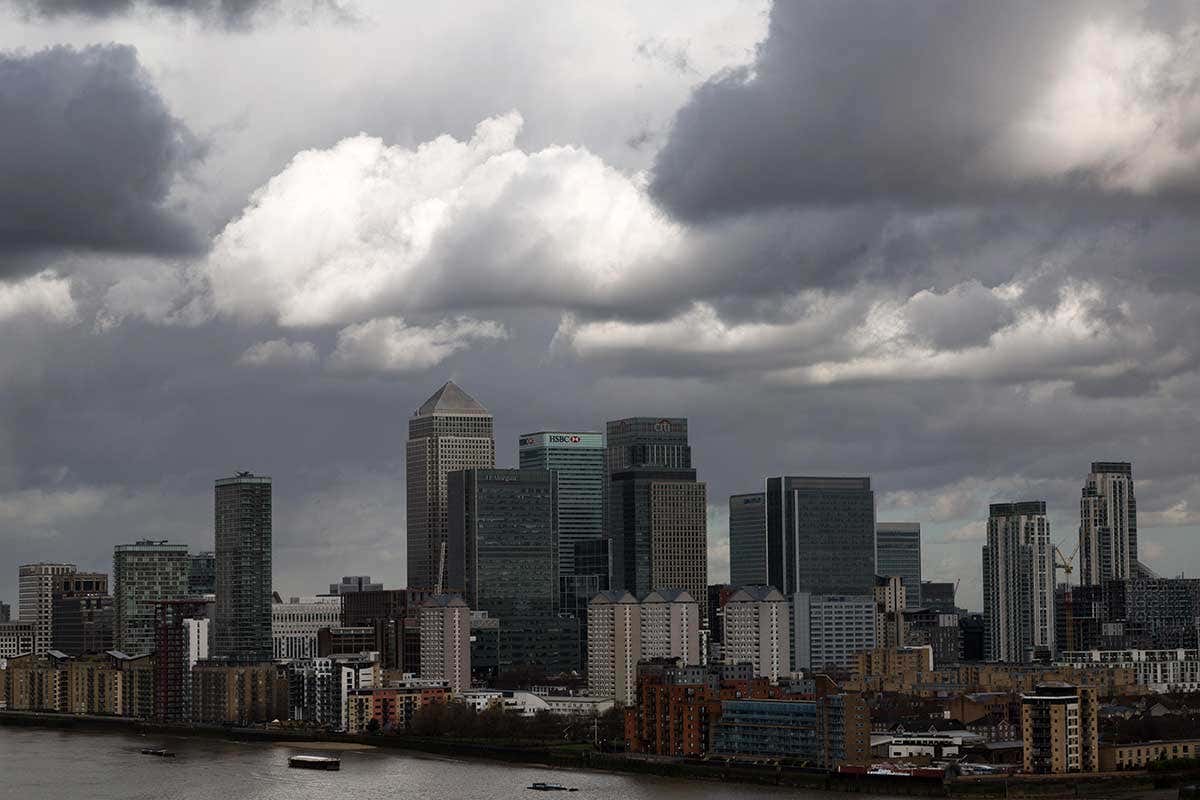 The financial district near Canary Wharf in London