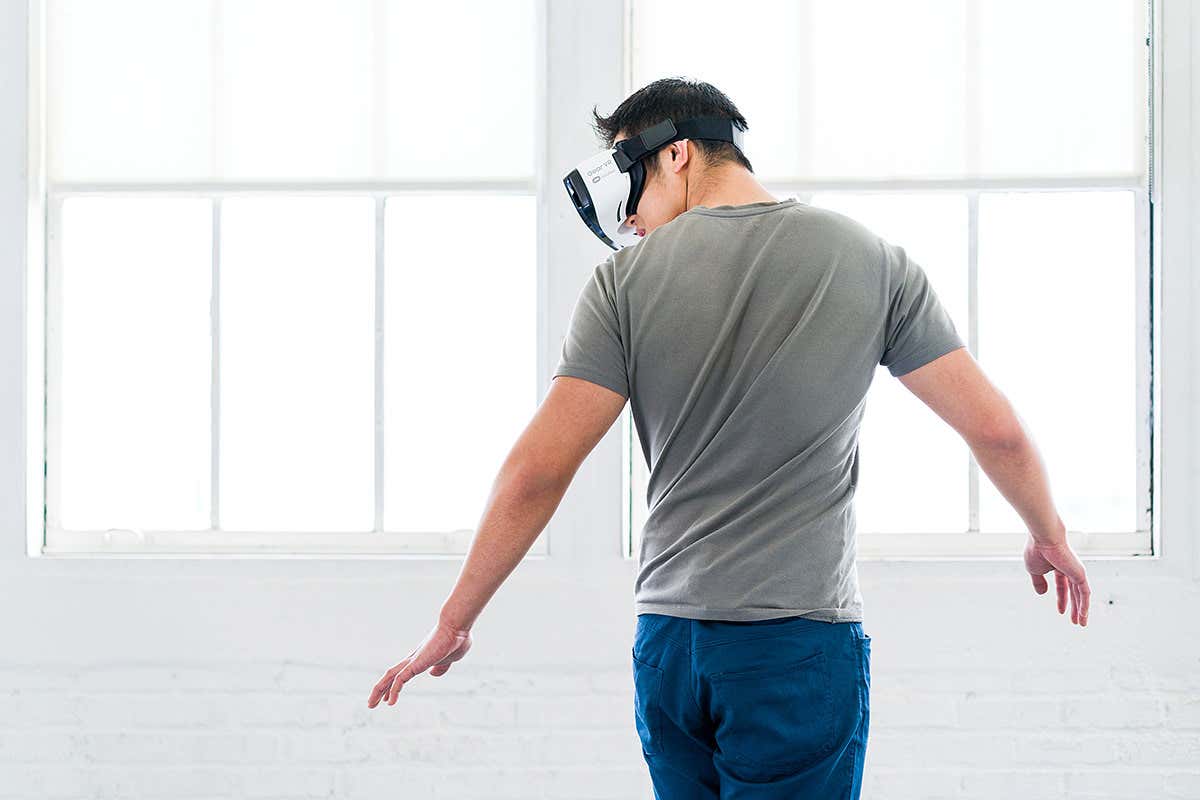Man wearing VR headset