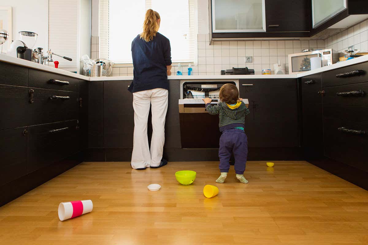 A woman working in the kitchen