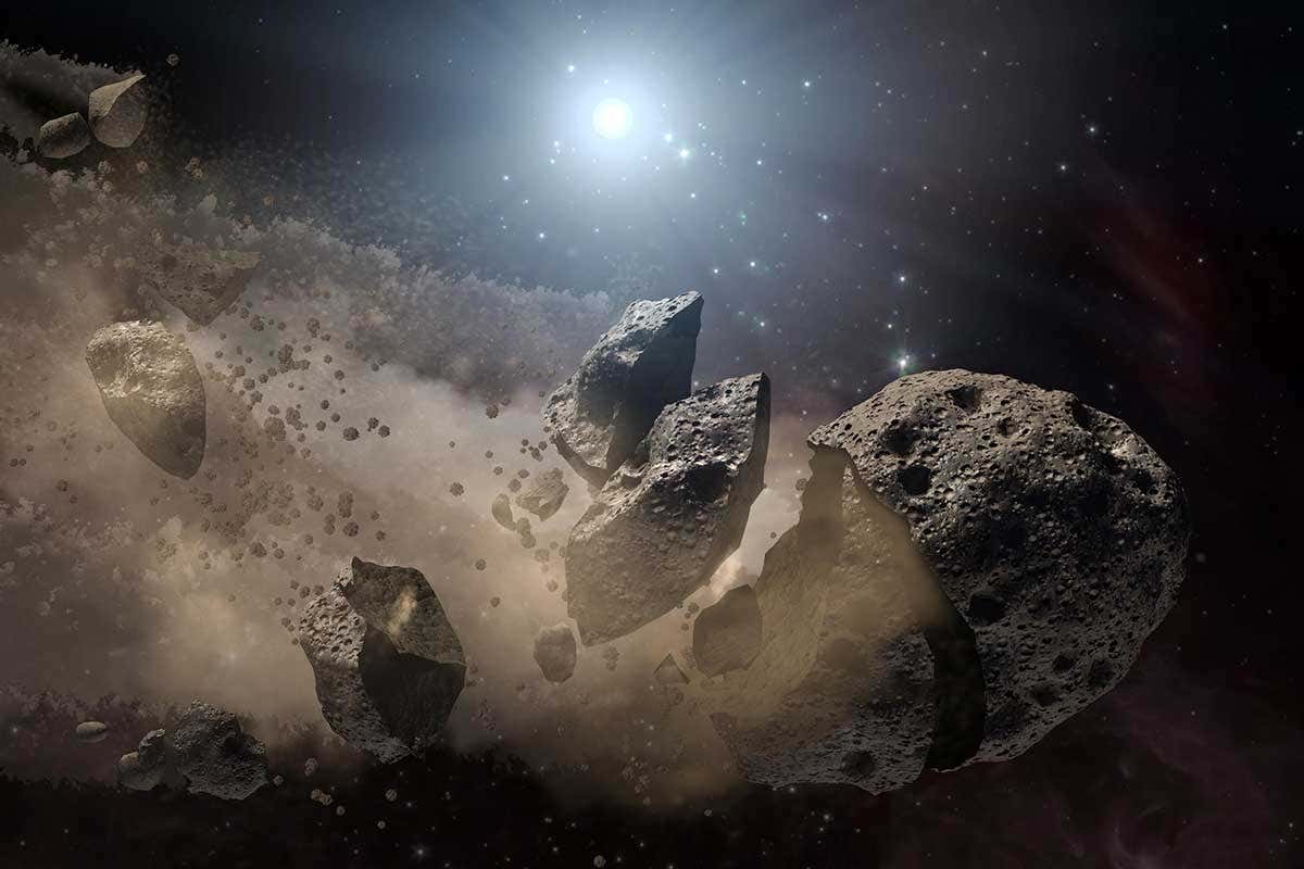 An artist's impression of an asteroid in space