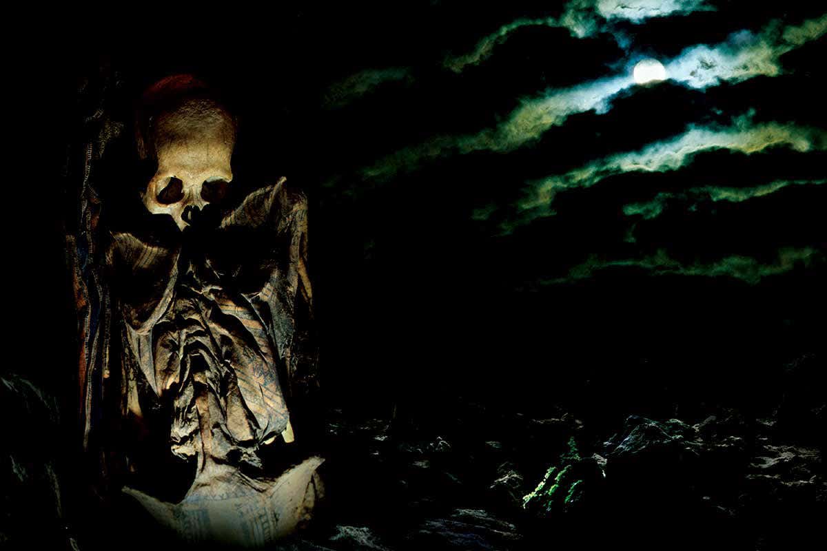 skeleton in graveyard