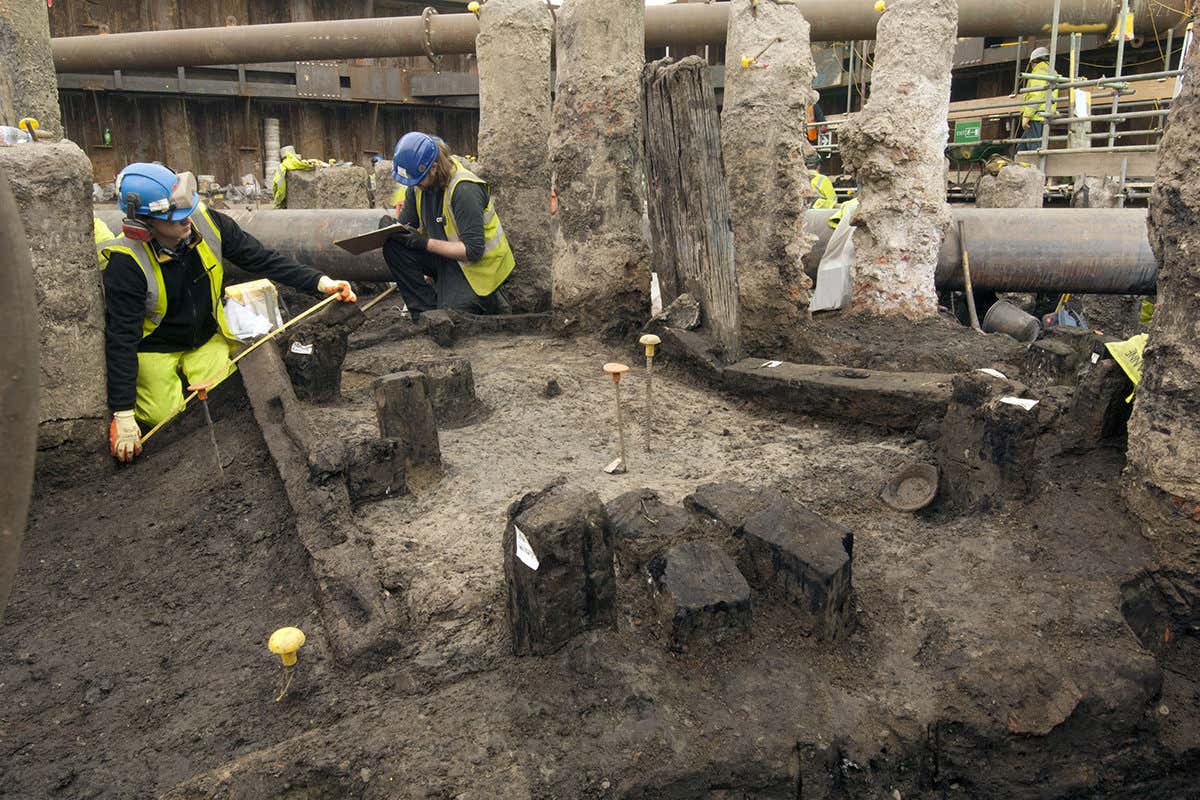 Archaeologists excavating in London