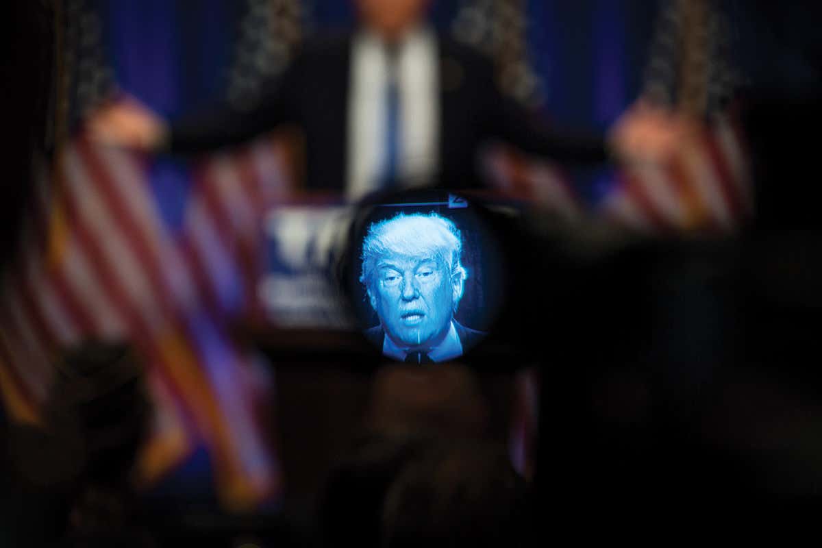 Trump face on screen