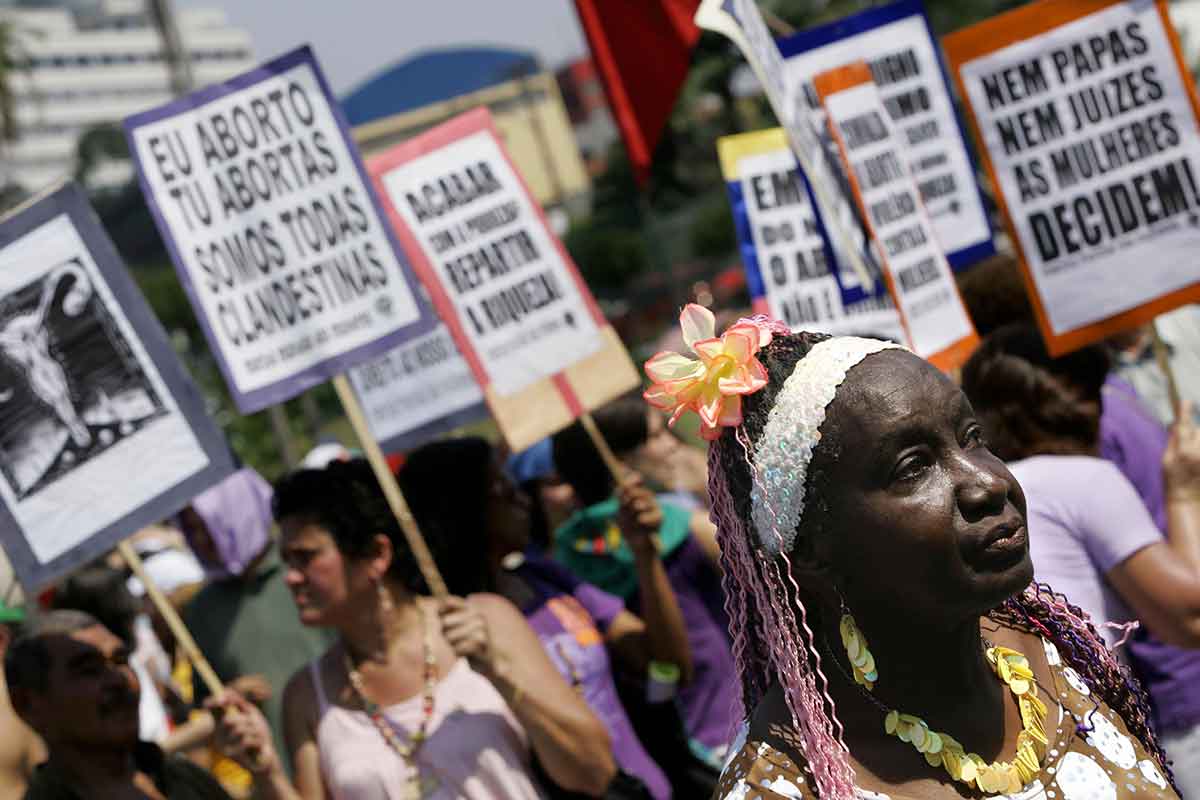 Pro abortion protesters in Brazil