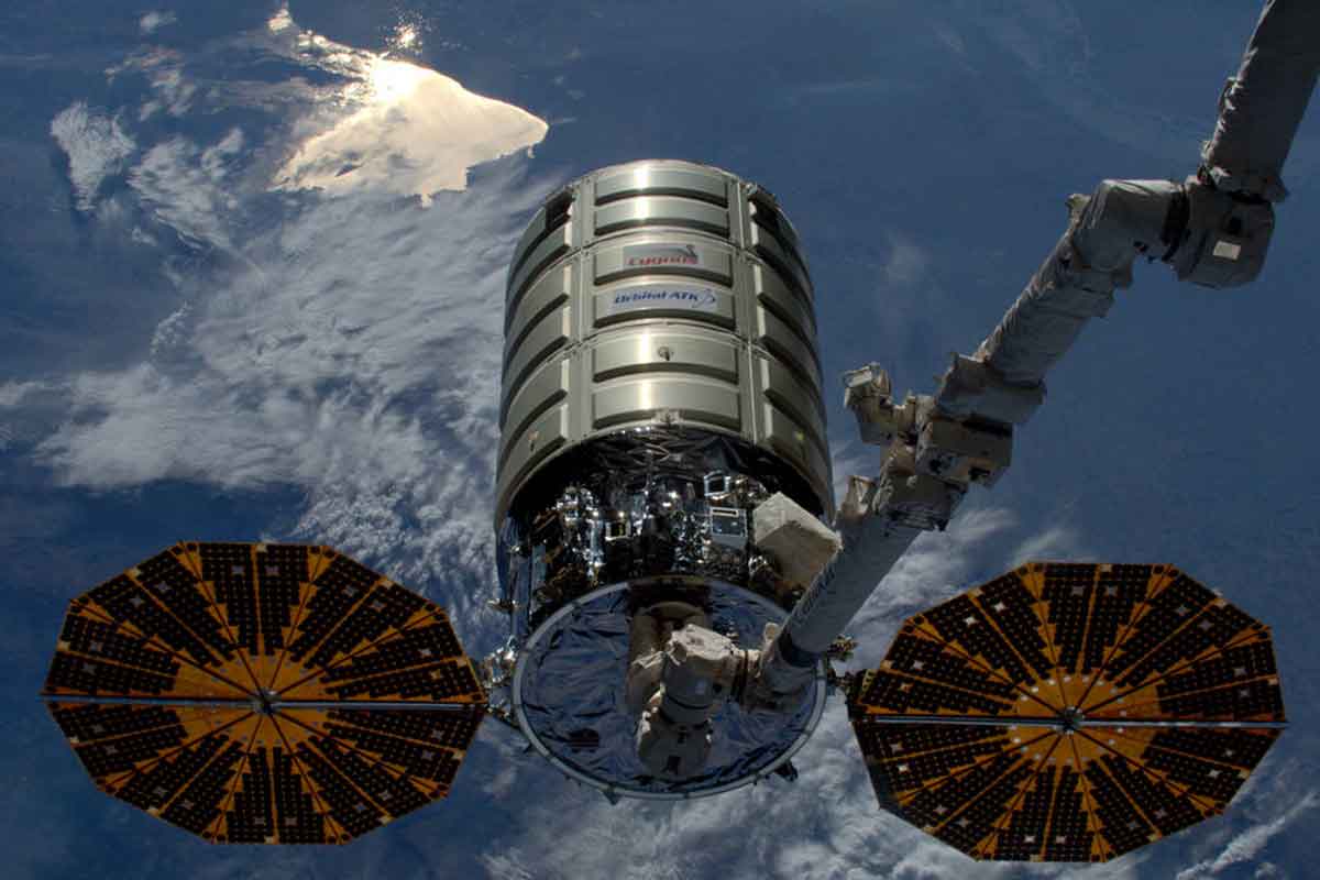 Orbital ATK's Cygnus cargo craft is released by the International Space Station's Canadarm2 robotic arm