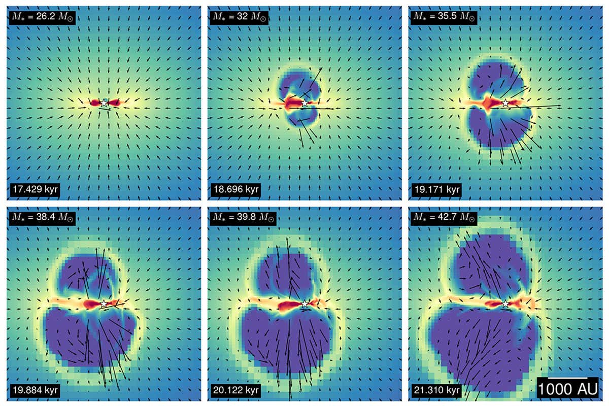 Baby stars grow big and strong by eating their own burst bubbles