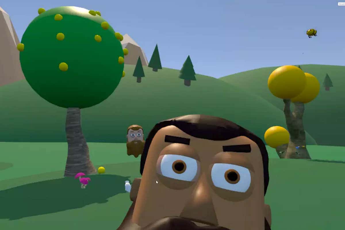 A head in the MetaWorld virtual reality