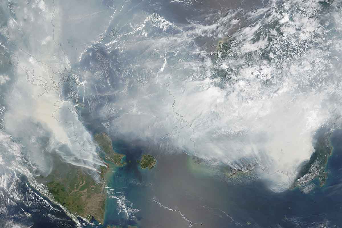 Smoke over Sumatra and Borneo