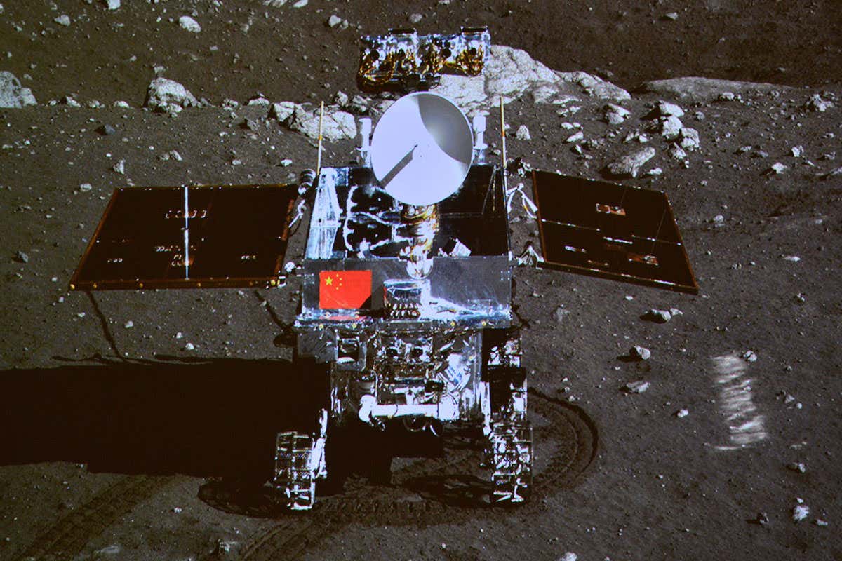 The Yutu rover on the surface of the moon