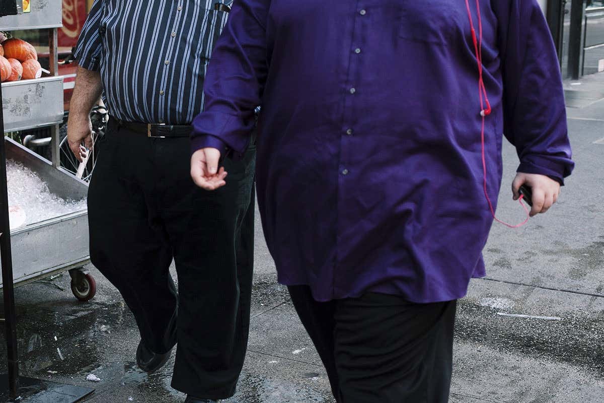 Overweight people walking
