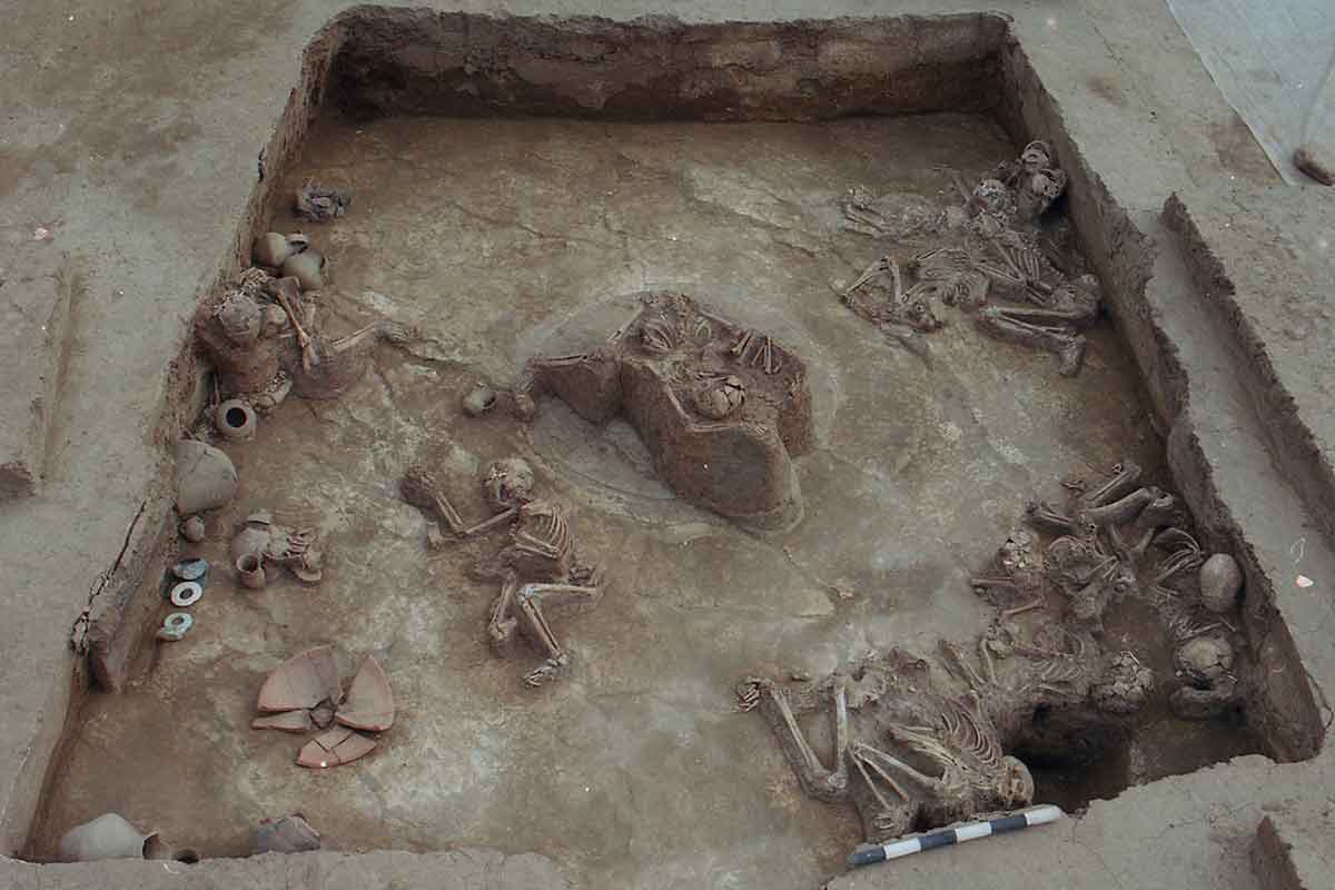 Skeletons of people who died in the earthquake