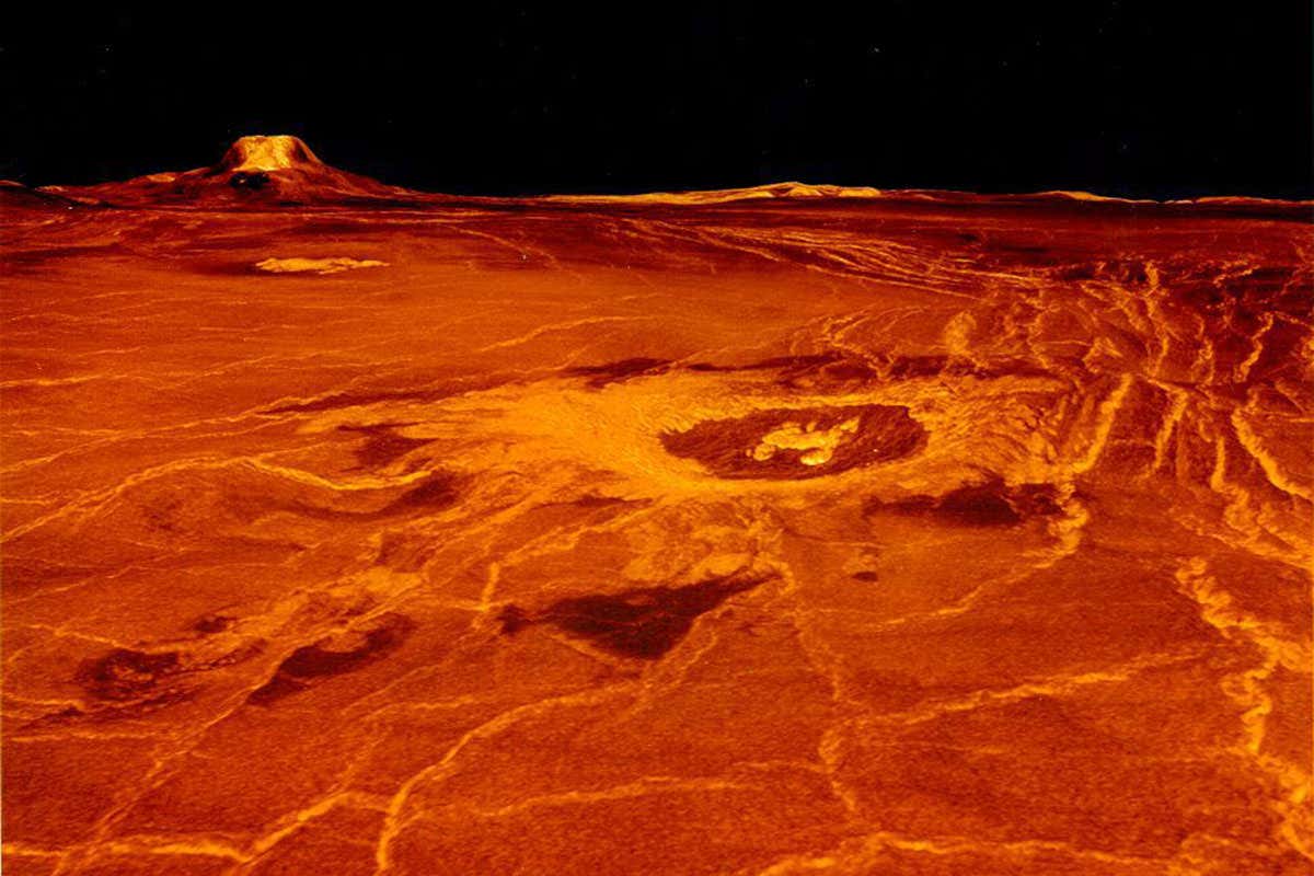 A red landscape on the surface of Venus
