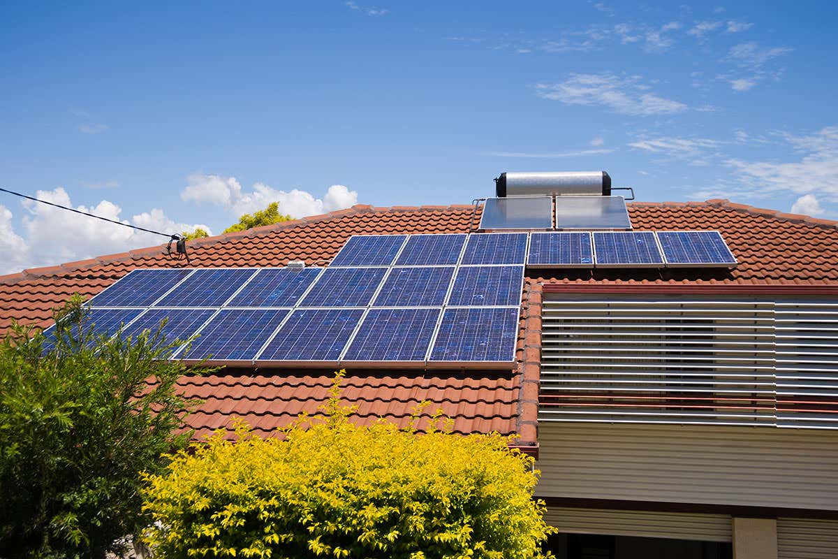 solar panels on a house roof