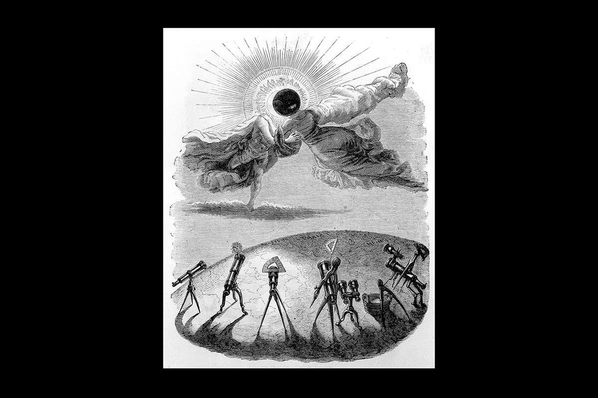 The Sun Embraces the Moon (Eclipse of the Sun) - J.J. Grandville