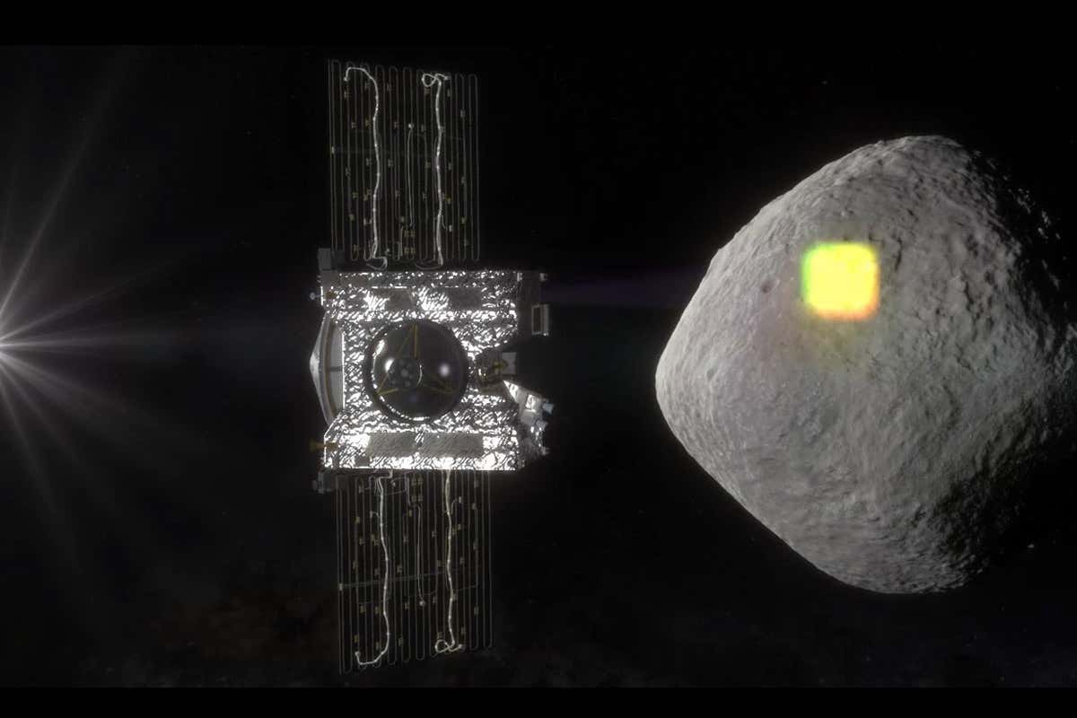 Artist's impression of probe approaching asteroid