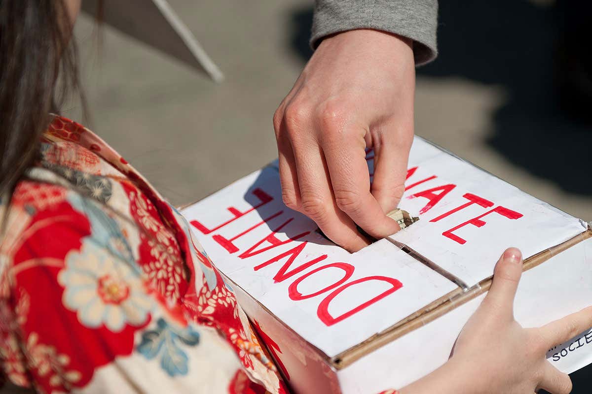 Donation box labelled 