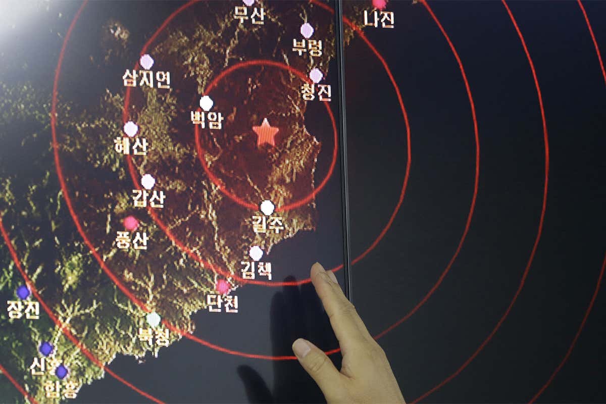 A map showing an earthquake thought to be the result of a nuclear test in North Korea