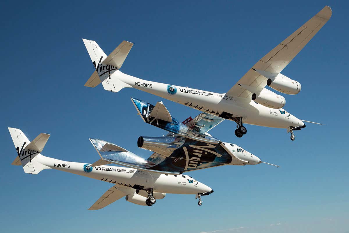 Virgin Galactic's WhiteKnightTwo and SpaceShipTwo in flight