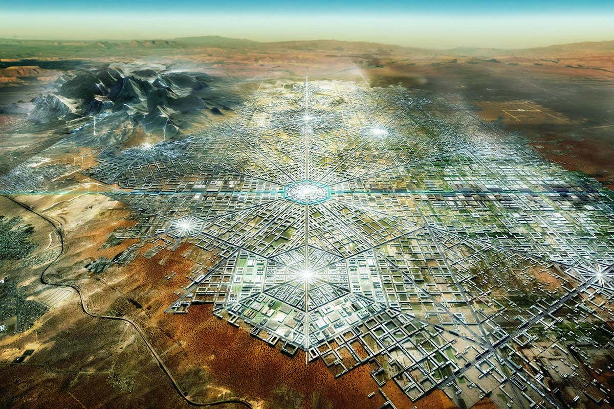 Conceptual city on US-Mexico border
