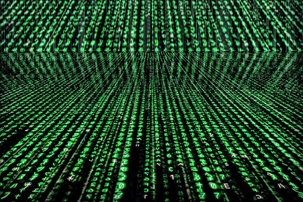 A stream of information flowing down a screen