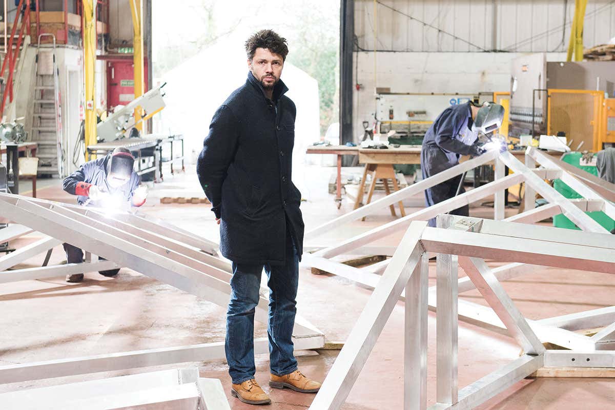 Conrad Shawcross in his studio
