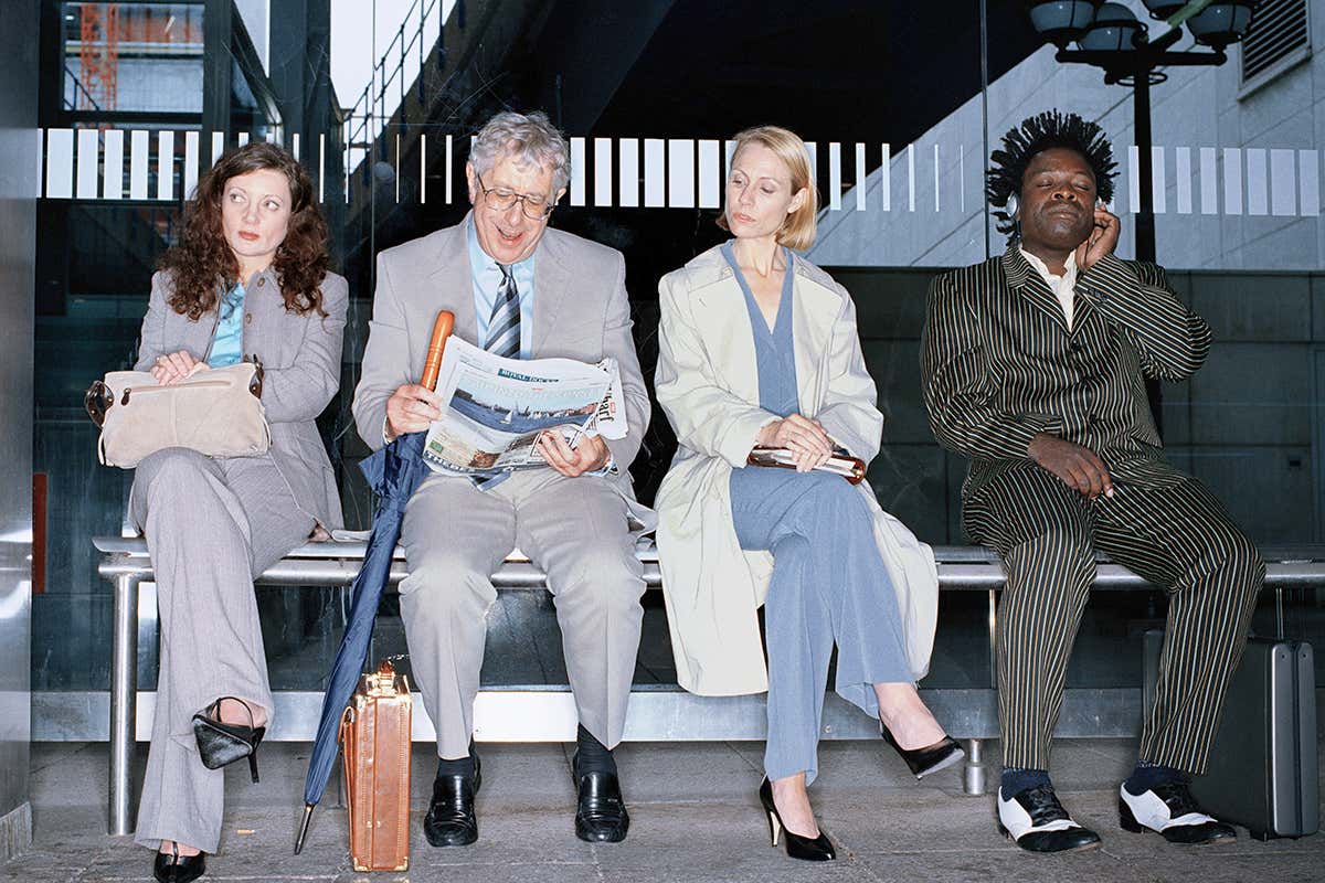 People waiting at bus stop