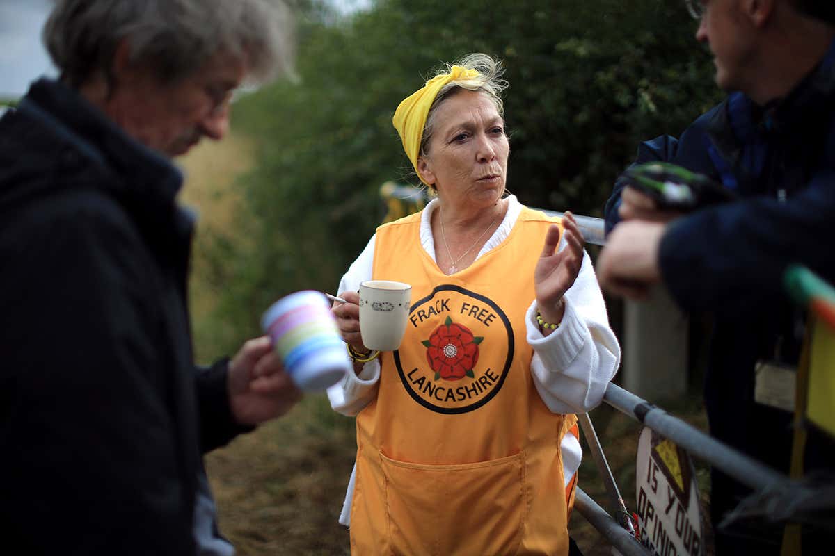 A protestor against fracking