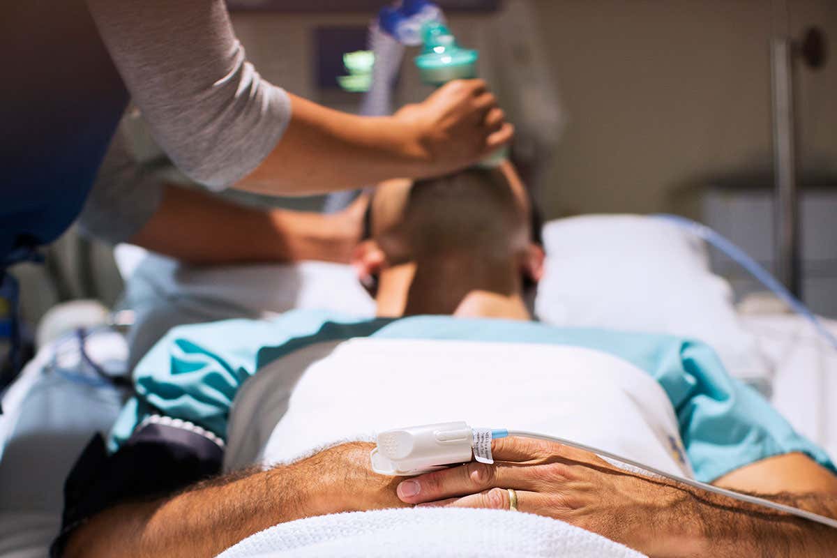 Patient in hospital bed
