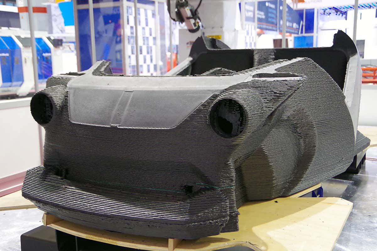 The chassis of a car in a workshop