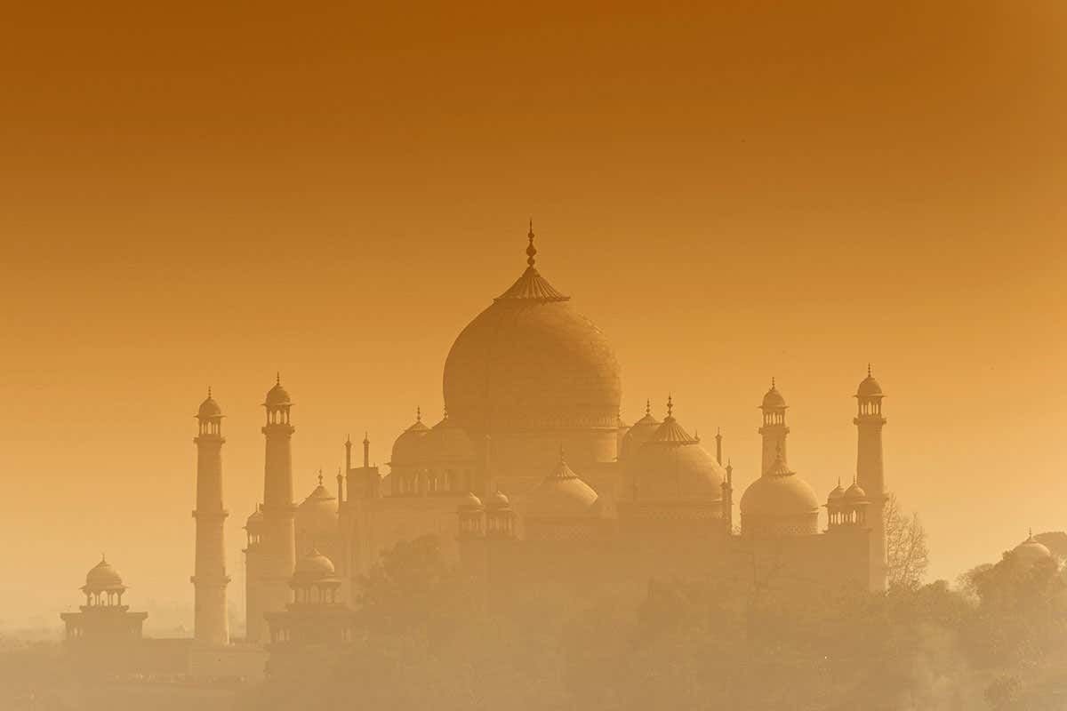 Taj Mahal in orange haze