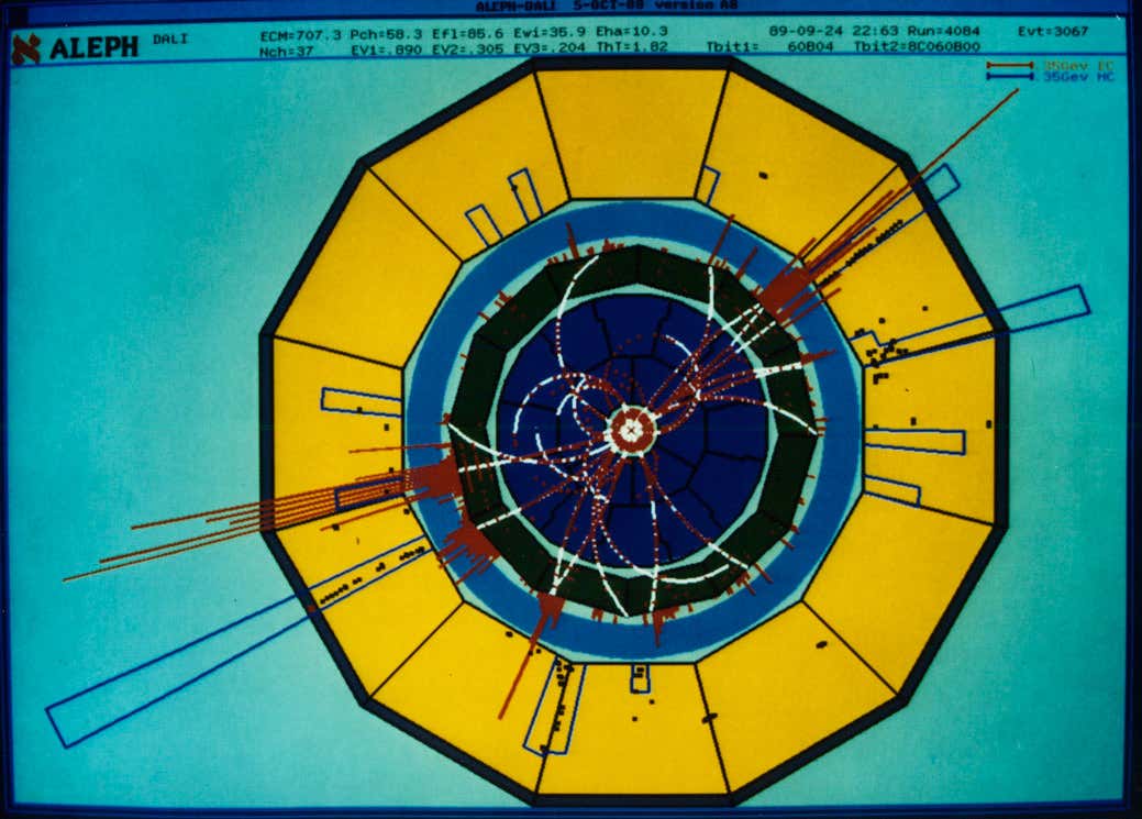 A particle collision from the ALEPH experiment that started in 1989