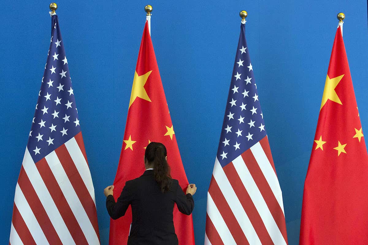 Chinese and US flags