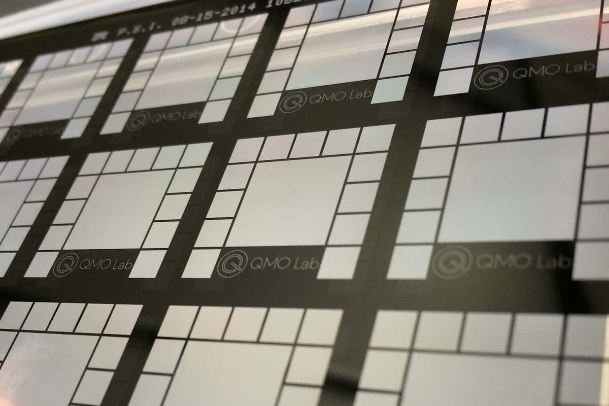 Quantum photocells, which look like an arrangement of grey squares on a darker background